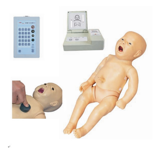 의과 대학 훈련을 위한 CPR 감시자를 가진 가득 차있는 기능적인 간호 유아 인체 해부 모형